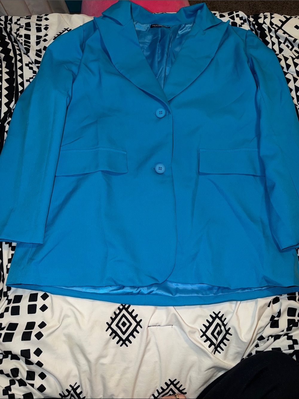 SHEIN Bright Turquoise Two-Button Blazer